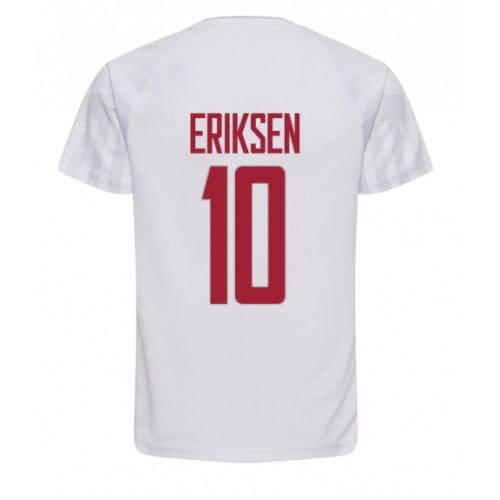 Moški Nogometni dresi Danska Christian Eriksen #10 Gostujoči SP 2022 Kratek Rokav